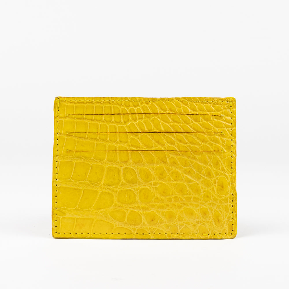 Yellow genuine crocodile skin credit card case for men 